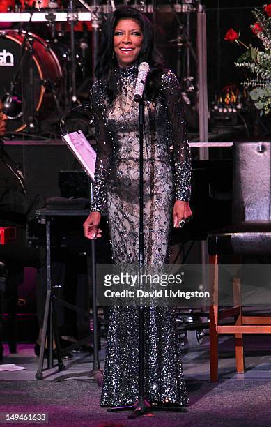 Recording artist Natalie Cole performs on stage at The Greek Theatre on July 28, 2012 in Los Angeles, California.