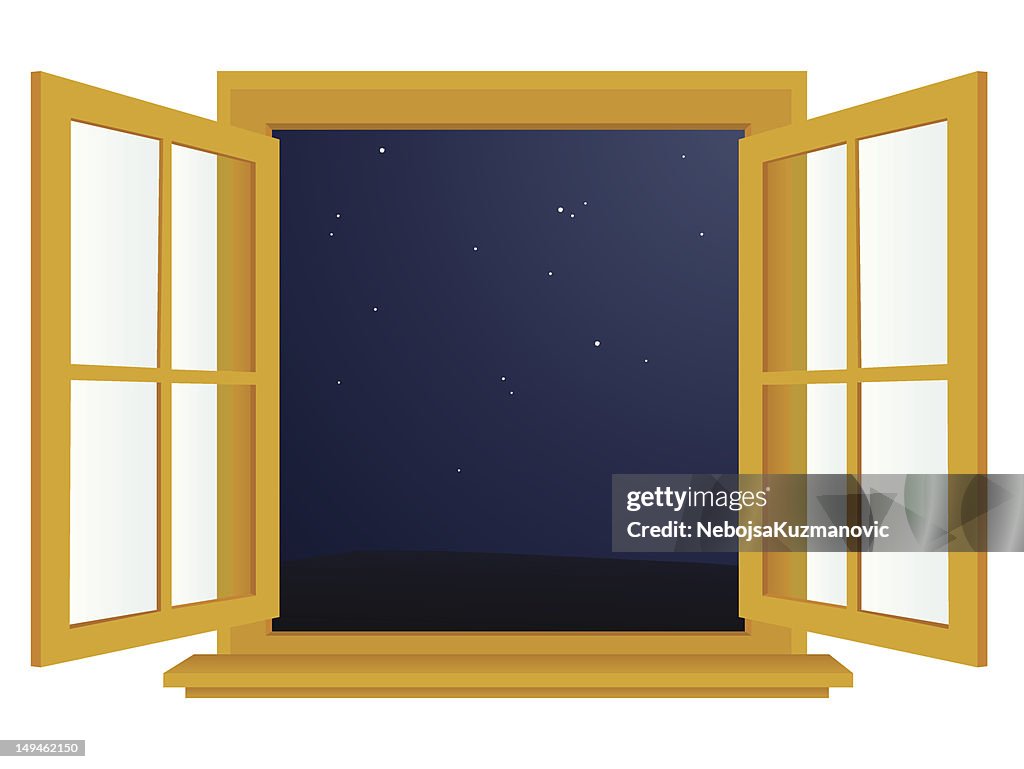 Open Window At Night High-Res Vector Graphic - Getty Images