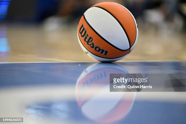 General look at the official basketball during the game between the Chicago Sky and the Dallas Wings at Wintrust Arena on May 28, 2023 in Chicago,...