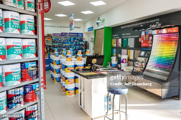 Mexico City, Mexico, Comex paint painting supplies store interior.