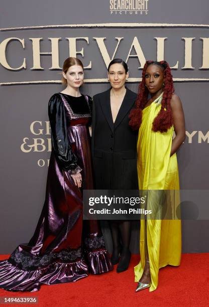 Lucy Boynton, Sian Clifford and Ronke Adekoluejo attend the gala screening of Searchlight Pictures, "Chevalier" at Everyman Borough Yards on May 30,...