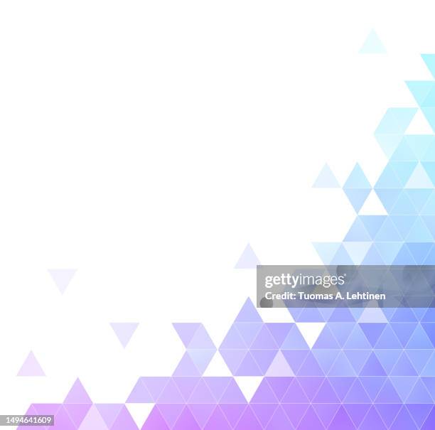 abstract colorful triangular shape pattern with purple to turquoise color gradient on white. - abstract pattern stock pictures, royalty-free photos & images