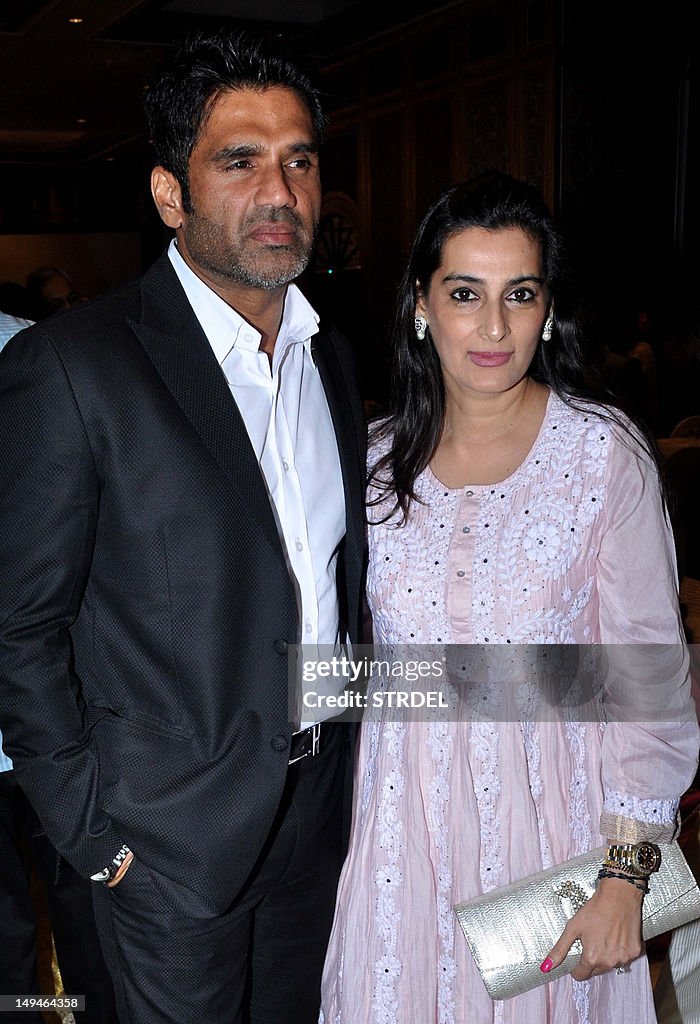 Indian Bollywood Actor Sunil Shetty With Wife Mana Shetty Attend A indian-bollywood-actor-sunil-shetty-with-wife-mana-shetty-attend-a