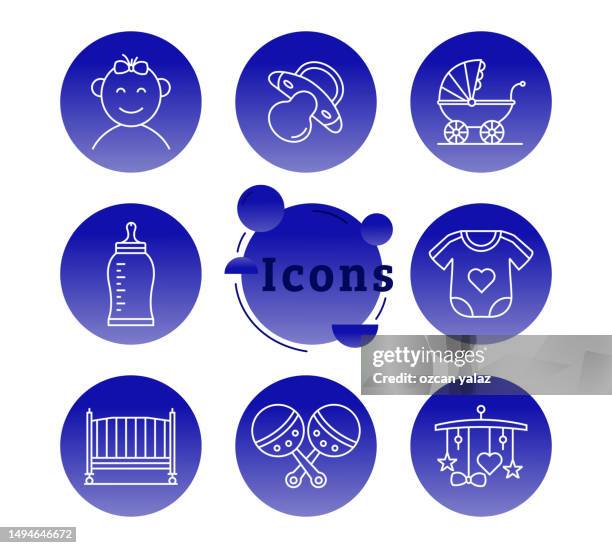 baby infographic template  editable stroke. the design is editable and the color can be changed. vector set of creativity icons: baby girls, crib, rubber duck, newborn, milk bottle. - baby bath stock illustrations