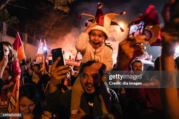 Fans celebrate a 4-1 victory by Galatasaray over Ankaragucu, securing the team's 23rd Turkish Super Lig title and first since the 2018-19 season, at...