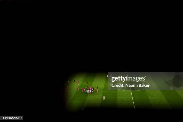 General view as Sevilla players train during a training session prior to the UEFA Europa League 2022/23 final match between Sevilla FC and AS Roma on...