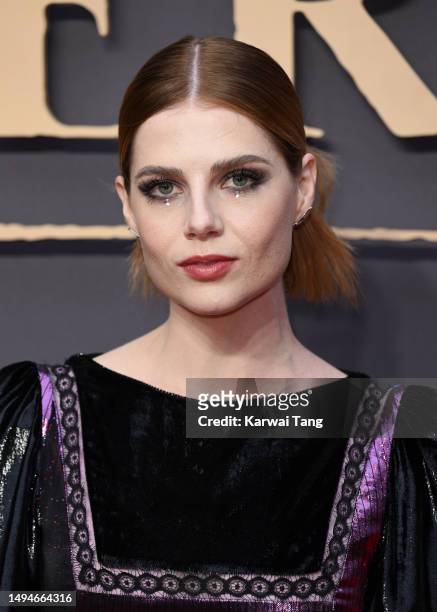 Lucy Boynton arrives at the UK Gala Screening of "Chevalier" at Everyman Borough Yards on May 30, 2023 in London, England.