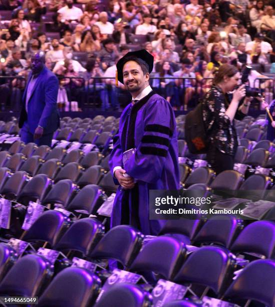 Lin-Manuel Miranda Delivers Hunter College Commencement Address at Barclays Center on May 30, 2023 in New York City.