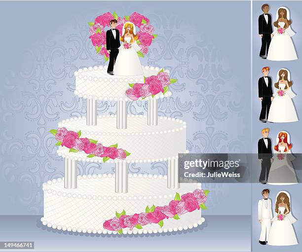 wedding cake - ginger man stock illustrations