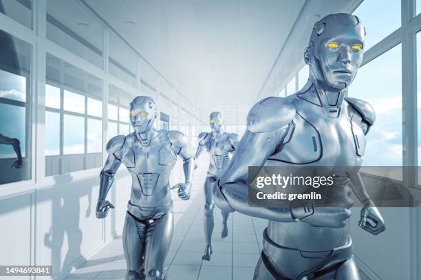 running ai bots - threat intelligence stock pictures, royalty-free photos & images