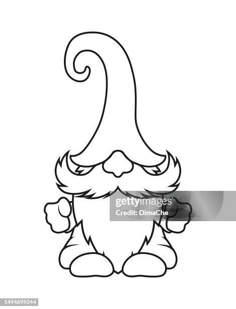 gnome outline silhouette - cut out vector icon - santa hat icon stock illustrations