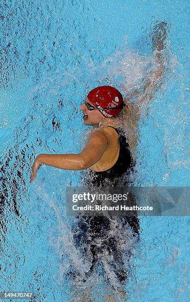 Rebecca Adlington of Great Britain competes in the Women's 400m Freestyle heat 3 on Day 2 of the London 2012 Olympic Games at the Aquatics Centre on...