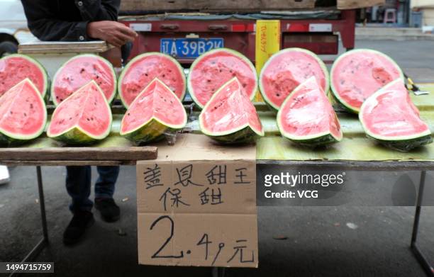 Watermelons are on sale at a market on May 31, 2023 in Shenyang, Liaoning Province of China.