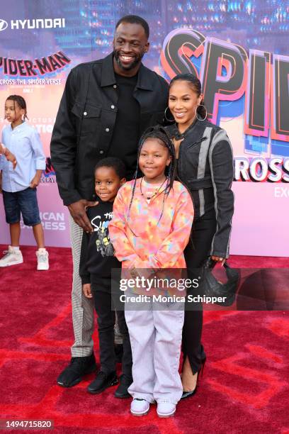 Draymond Green, Draymond “DG” Green Jr., Olive Pullen, and Hazel Renee attend the world premiere of "Spider-Man: Across The Spider-Verse" at Regency...