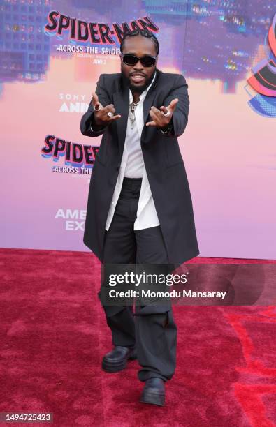 Shameik Moore attends the world premiere of Sony Pictures Animation's "Spider-Man: Across The Spider-Verse" at Regency Village Theatre on May 30,...