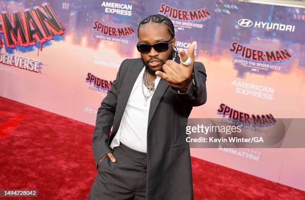 Shameik Moore attends the world premiere of "Spider-Man: Across The Spider-Verse" at Regency Village Theatre on May 30, 2023 in Los Angeles,...
