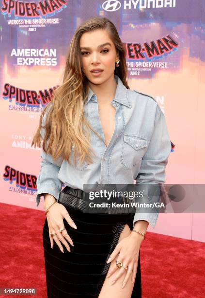 Hailee Steinfeld attends the world premiere of "Spider-Man: Across The Spider-Verse" at Regency Village Theatre on May 30, 2023 in Los Angeles,...