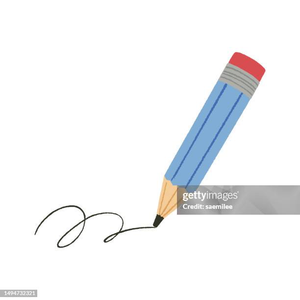 bildbanksillustrationer, clip art samt tecknat material och ikoner med blue pencil - pen writing