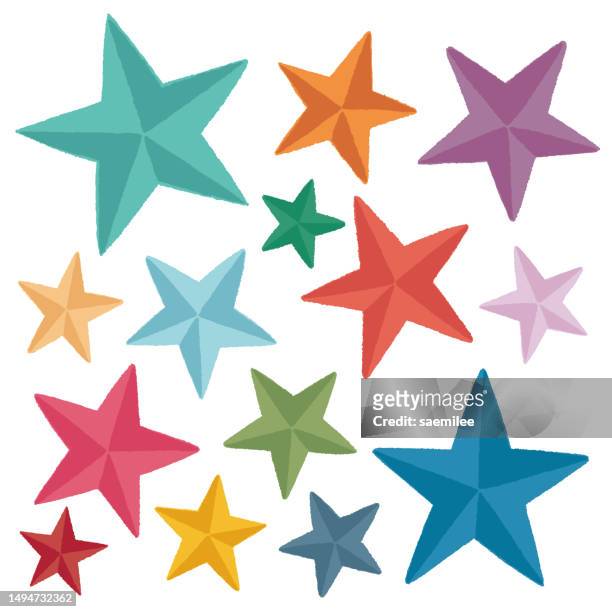 colorful stars set - star pattern stock illustrations