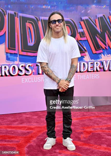 Pete Wentz attends the World Premiere of Sony Pictures Animation's "Spider-Man: Across the Spider Verse" at Regency Village Theatre on May 30, 2023...