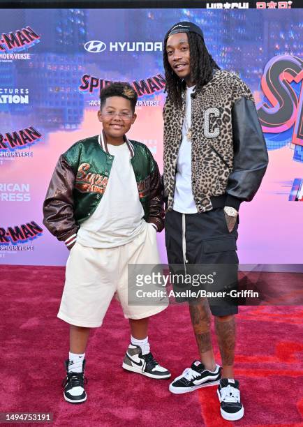 Sebastian Taylor Thomaz and Wiz Khalifa attend the World Premiere of Sony Pictures Animation's "Spider-Man: Across the Spider Verse" at Regency...