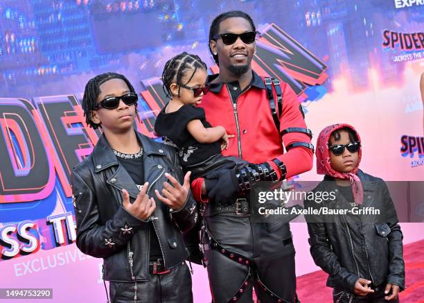 Jordan Cephus, Wave Set Cephus, Offset and Kody Cephus attend the World Premiere of Sony Pictures Animation's "Spider-Man: Across the Spider Verse"...