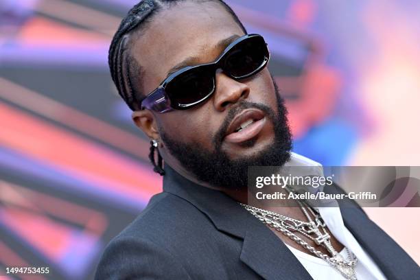 Shameik Moore attends the World Premiere of Sony Pictures Animation's "Spider-Man: Across the Spider Verse" at Regency Village Theatre on May 30,...