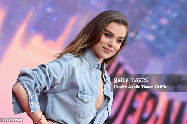 Hailee Steinfeld attends the World Premiere of Sony Pictures Animation's "Spider-Man: Across the Spider Verse" at Regency Village Theatre on May 30,...