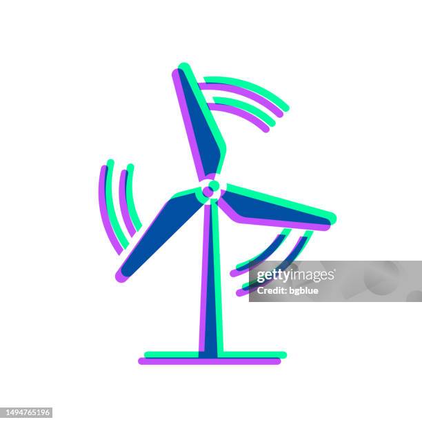 wind turbine. icon with two color overlay on white background - wind turbine stock illustrations