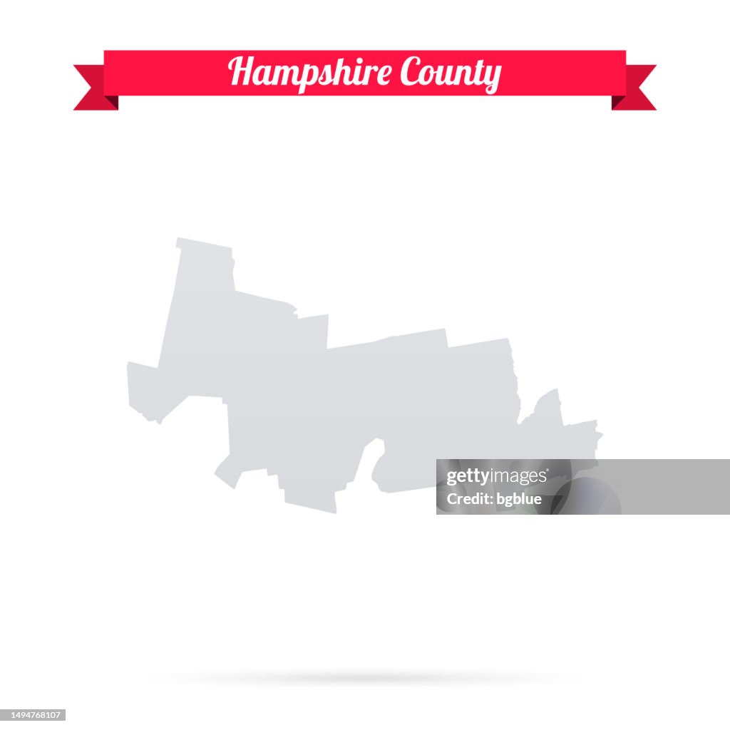 Hampshire County, Massachusetts. Map on white background with red banner