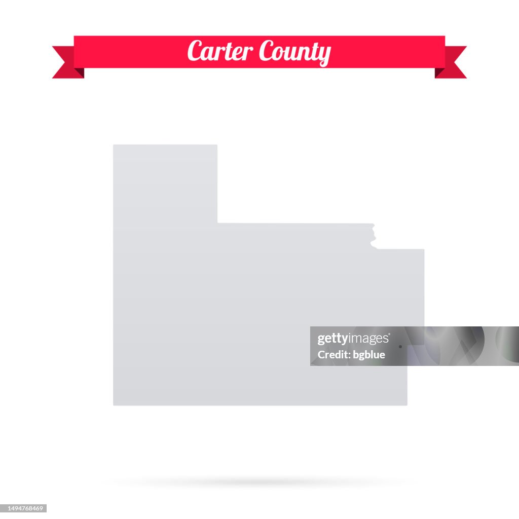 Carter County, Oklahoma. Map on white background with red banner