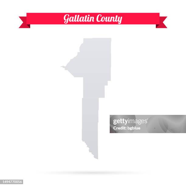 gallatin county, montana. map on white background with red banner - bozeman stock illustrations