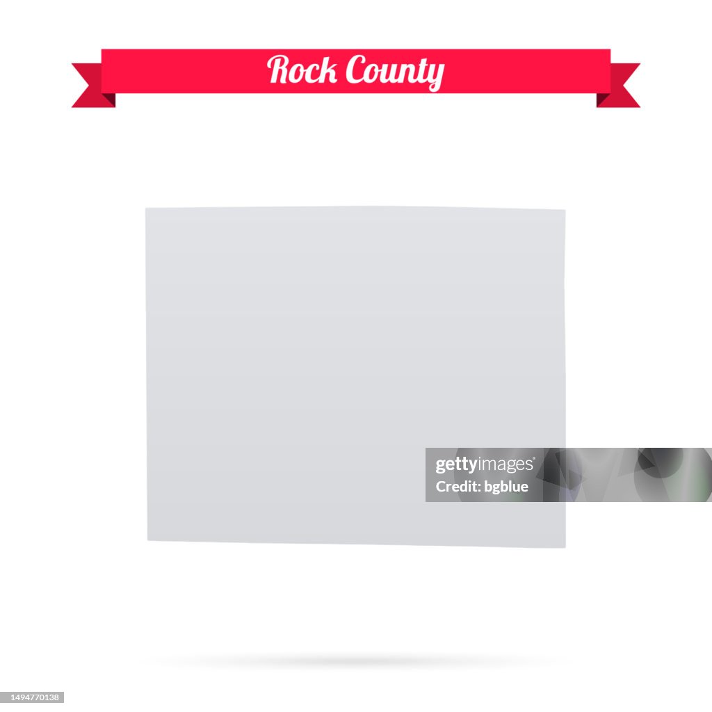 Rock County, Wisconsin. Map on white background with red banner