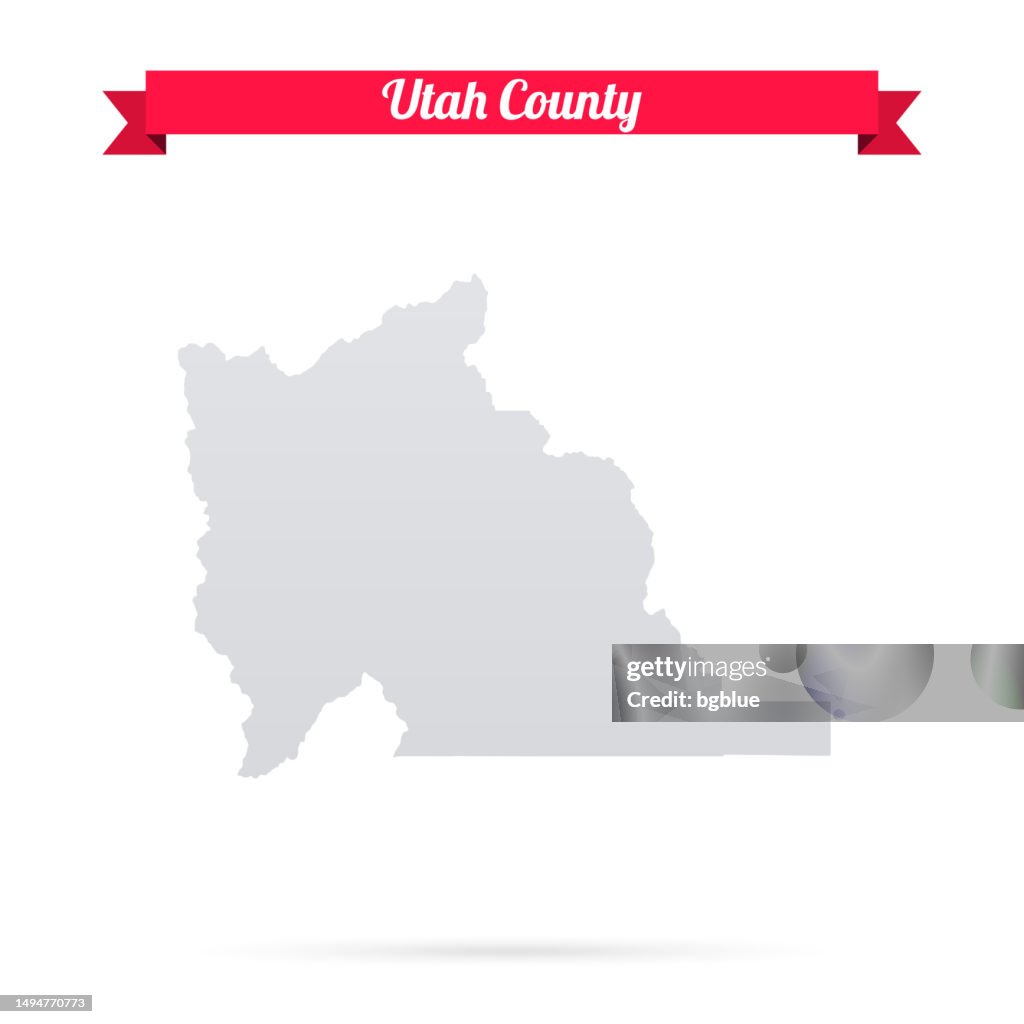 Utah County, Utah. Map on white background with red banner