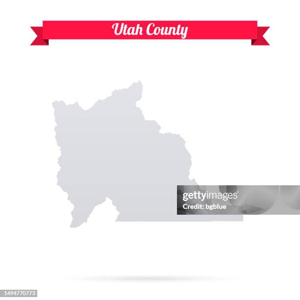 utah county, utah. map on white background with red banner - utah stock illustrations