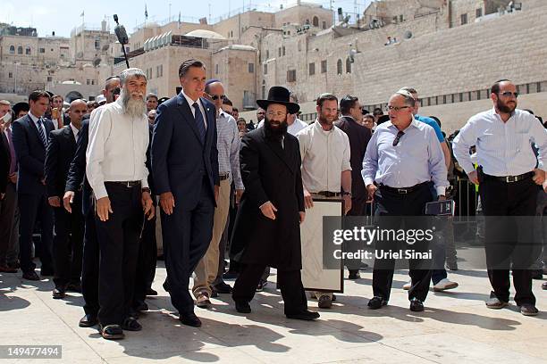 Republican presidential candidate Mitt Romney visits the Western Wall on July 29, 2012 in Jerusalem's old city, Israel. Mitt Romney visits Israel as...