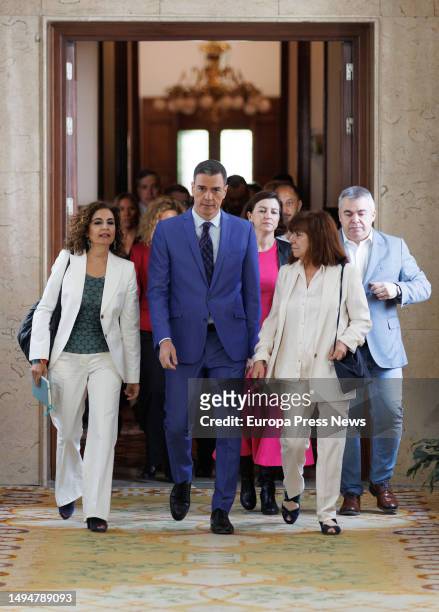 The Deputy Secretary General of the PSOE and Minister of Finance, Maria Jesus Montero; the President of the Government and Secretary General of the...