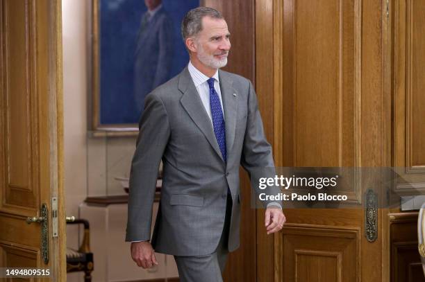 King Felipe VI of Spain meets NASA administrator Bill Nelson at Zarzuela Palace on May 31, 2023 in Madrid, Spain.