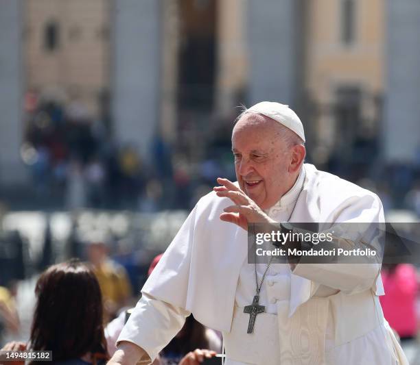 Pope Francis during the General Audience in St. Peter's Square. Vatican City , May 31th, 2023