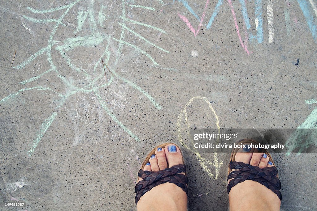 Drawings on floor