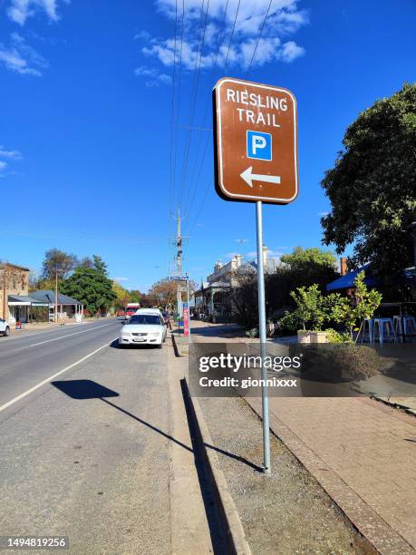 riesling trail sign in clare valley, south australia - clare valley south australia stock pictures, royalty-free photos & images