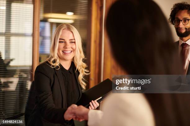 job candidate arriving at interview - first job stock pictures, royalty-free photos & images