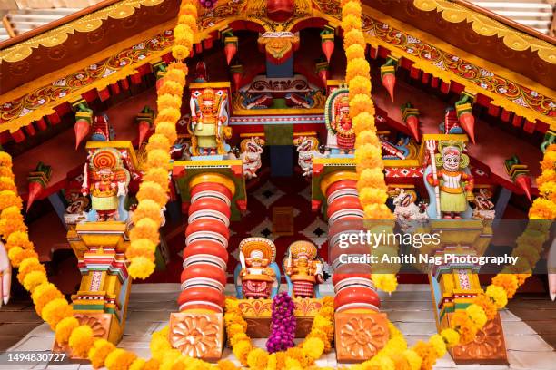 a hindu temple where theyyam ritual is conducted - onam stock pictures, royalty-free photos & images