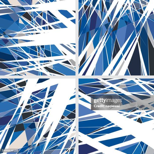 vector broken ice blue mosaic kaleidoscope pattern art background collection - inlay stock illustrations