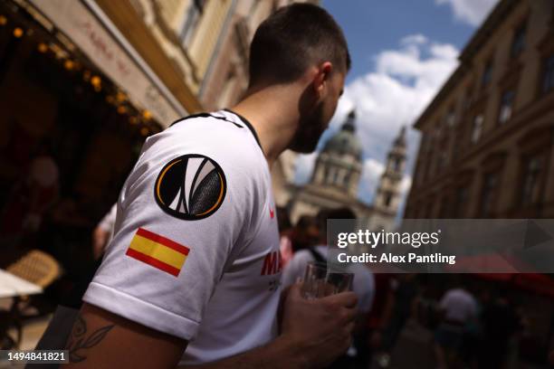 Sevilla fans gather in St Stephen's Square prior to the UEFA Europa League 2022/23 final match between Sevilla FC and AS Roma on May 31, 2023 in...