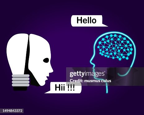 Human Intelligence and Artificial Intelligence. telepathic messaging between artificial intelligence and human Human Intelligence and Artificial Intelligence. telepathic messaging between artificial intelligence and human