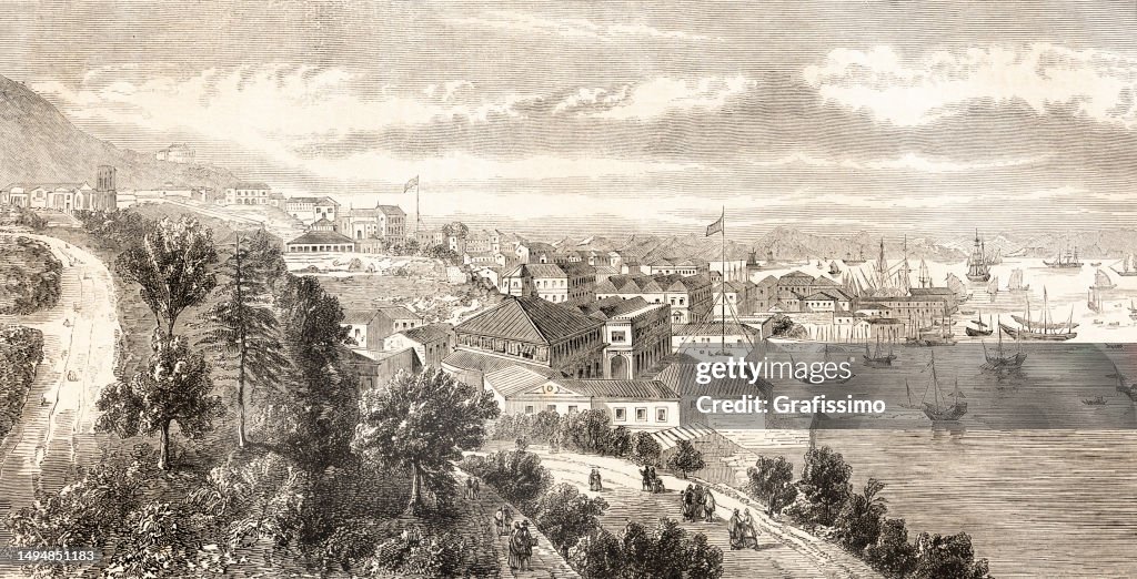 View of the roadstead in Hong-Kong 1858