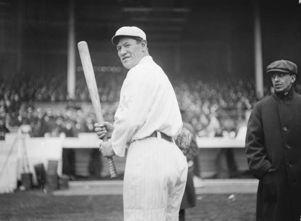 American multi-sport athlete and Olympic gold medalist Jim Thorpe , here of the New York Giants baseball team, waits for a pitch during a game at the...