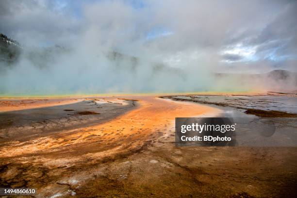 yellowstone geothermal features - midway geyser basin stock pictures, royalty-free photos & images