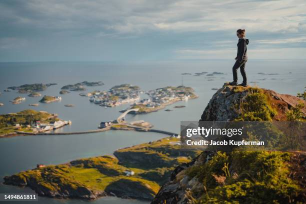 hiking in the lofoten islands, norway - nordland fylke bildbanksfoton och bilder